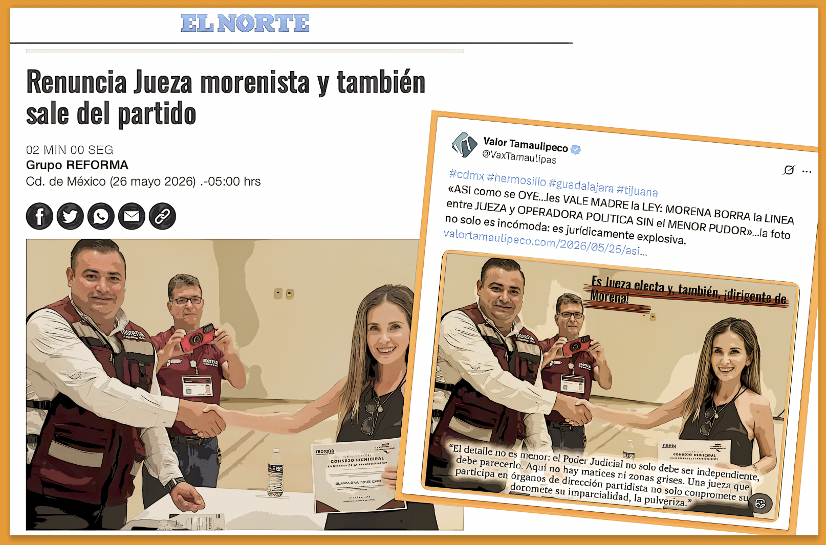 LA «CRONOLOGIA del ARREPENTIMIENTO: la TUMBAN de JUEZ,le QUITAN la RISA,la MILITANCIA MORENA y NOS CONFIRMAN que HAY que SEGUIRLE al CHINGA y JODE»…no fue acto de ética institucional espontánea; es control de daños con cronómetro en mano.