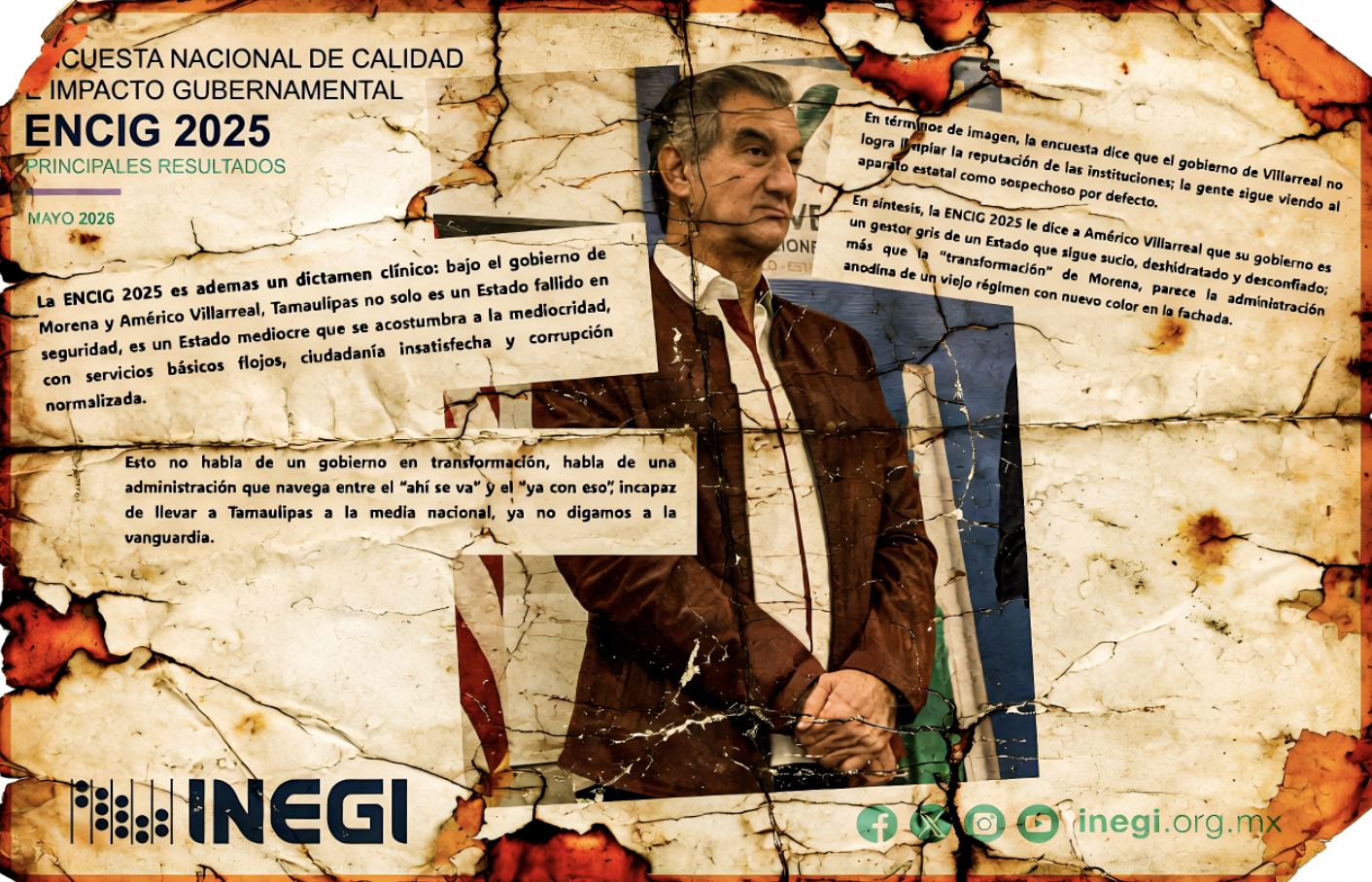 «ENCIG 2025»: DICTAMEN CLINICO del INEGI es una RADIOGRAFIA MEDIOCRE del APARATO de GOBIERNO de AMERICO»…un gestor gris de conciencia prieta de un Estado que ademas de inseguro sigue sucio, deshidratado y desconfiado