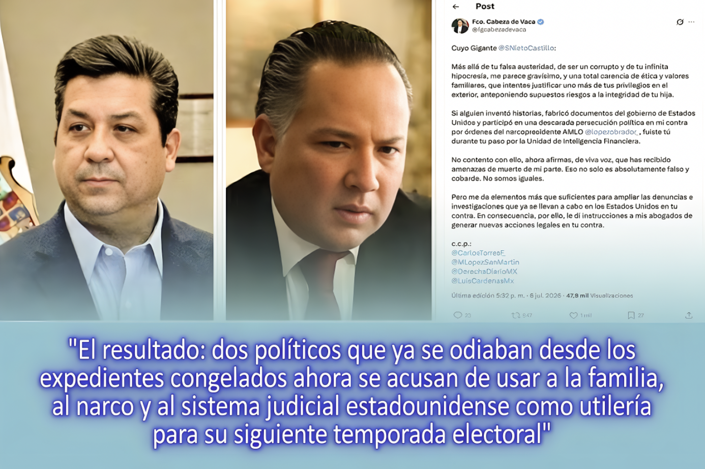 «DESTILAN ODIOS: NIETO ACUSA a CABEZA de VACA de AMENAZARLO de MUERTE con el CARTEL de JALISCO y CDV le RESPONDE»…por lo pronto, topon es digital.