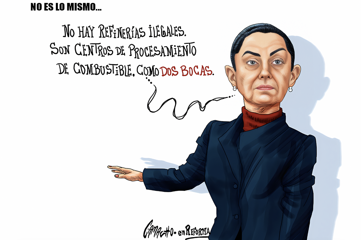«CARICATURA de PRESIDENTA: con SOLO CHASQUEAR los DEDOS SEMÁNTICOS se CONVIRTIÓ HUACHIREFINERÍA en CENTRO de PROCESAMIENTO… no es lo mismo ATRÁS que en ANCAS.