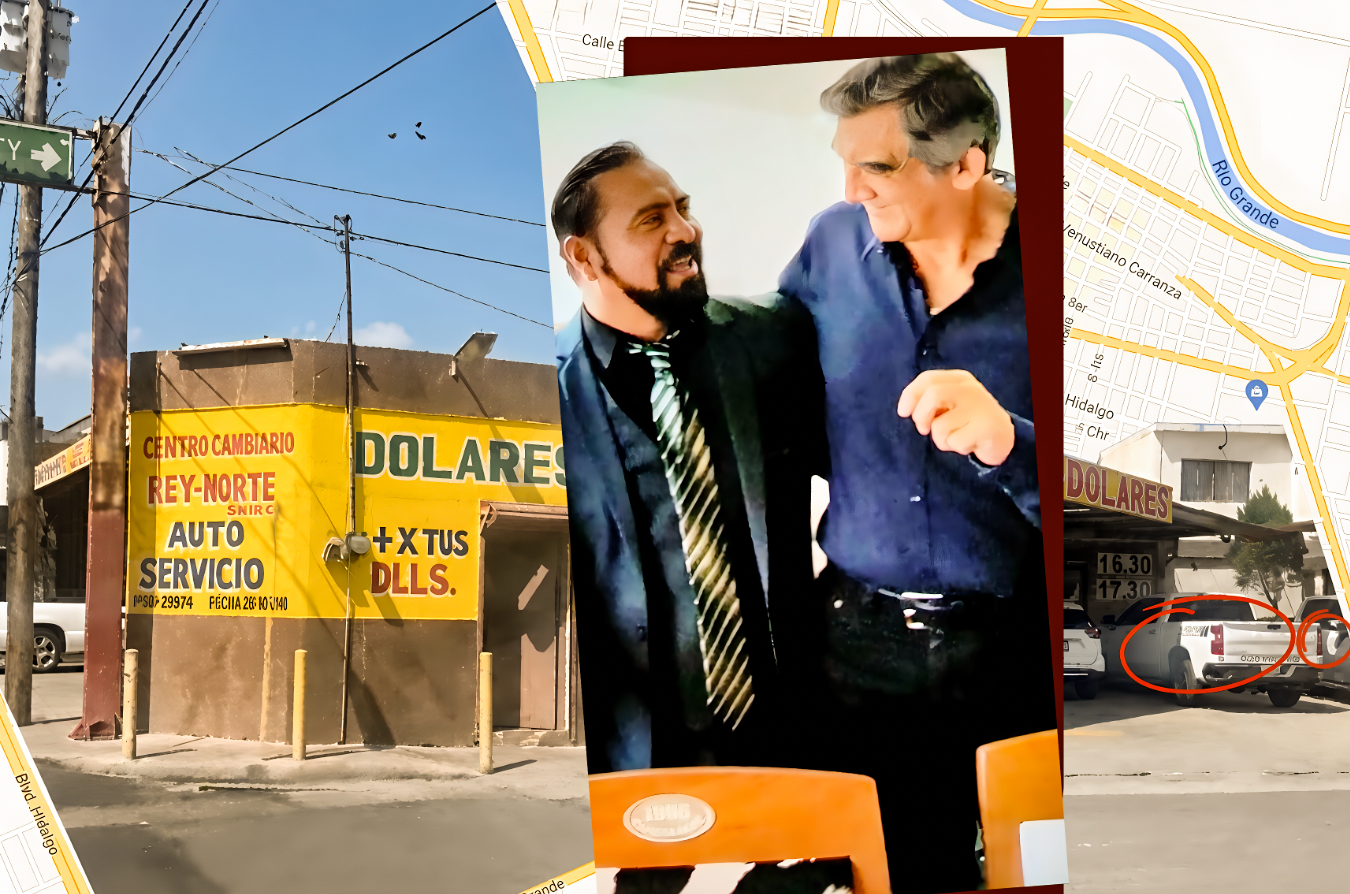 ¿LES “PAGAN en PESOS o…DÓLARES”?: FOTO EXHIBE JUNTAS la TROCA de CAPO y POLICÍA INVESTIGADORA de AMÉRICO en CASA de CAMBIO de LA CHISPA”…el gobernador lo abraza; ellos lo apapachan.