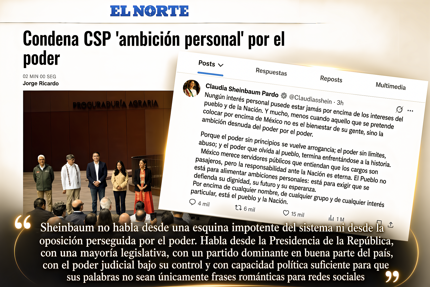 “YA PA’ QUEJARSE está el PUEBLO: CONDENA TEATRERA de SHEINBAUM a ROCHA, SIN NOMBRARLO, NO le QUEDA a la PRESIDENTA…ahora resulta que es víctima y no parte de victimarios»