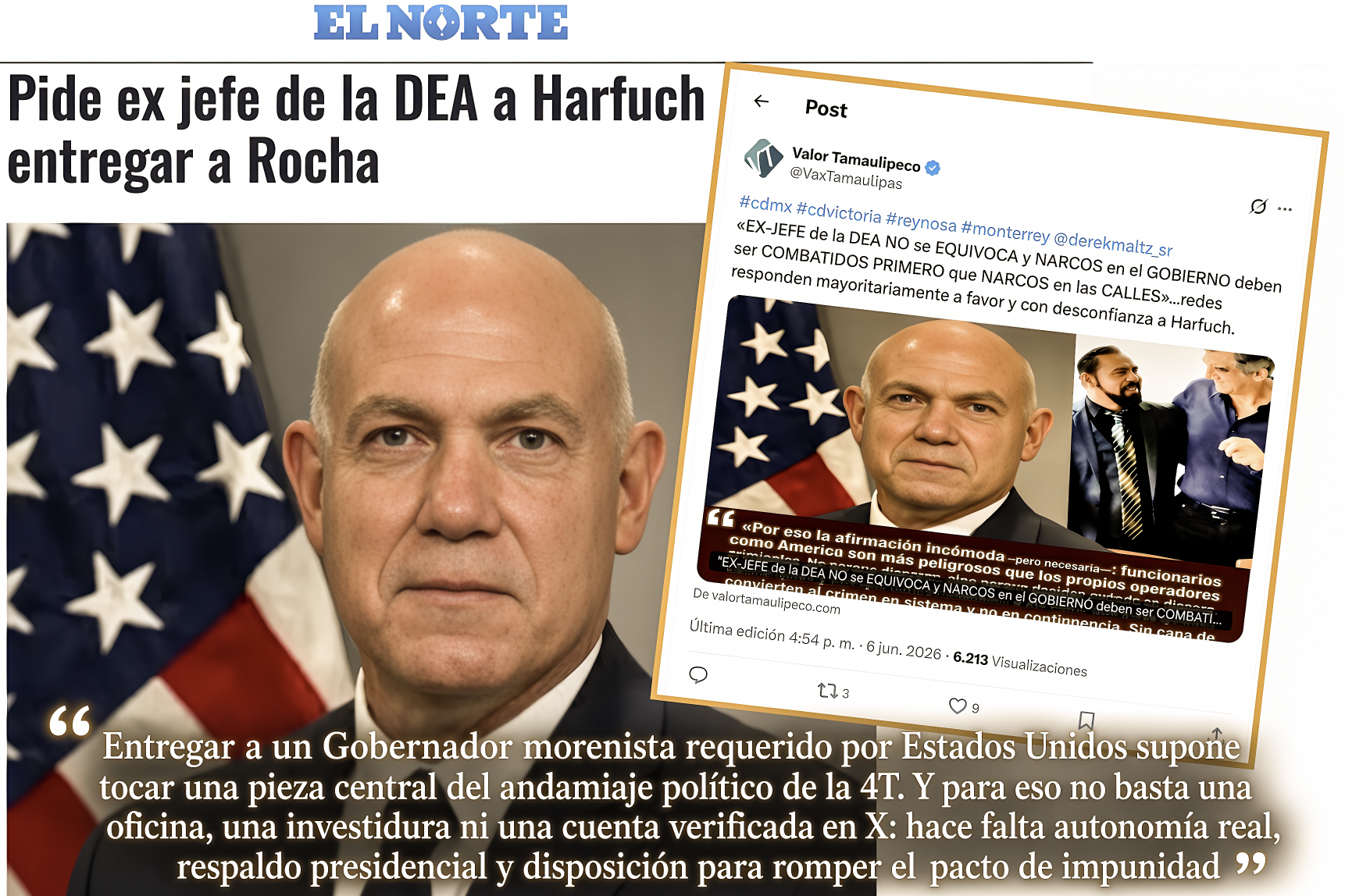 “EX-JEFE de la DEA pide a HARFUCH ENTREGAR a ROCHA, pero NIVEL de SALARIO y TAMAÑO de CHAROLA NO le ALCANZAN para ALCANZARLO”… emulan pugnas internas propias de organizaciones criminales.