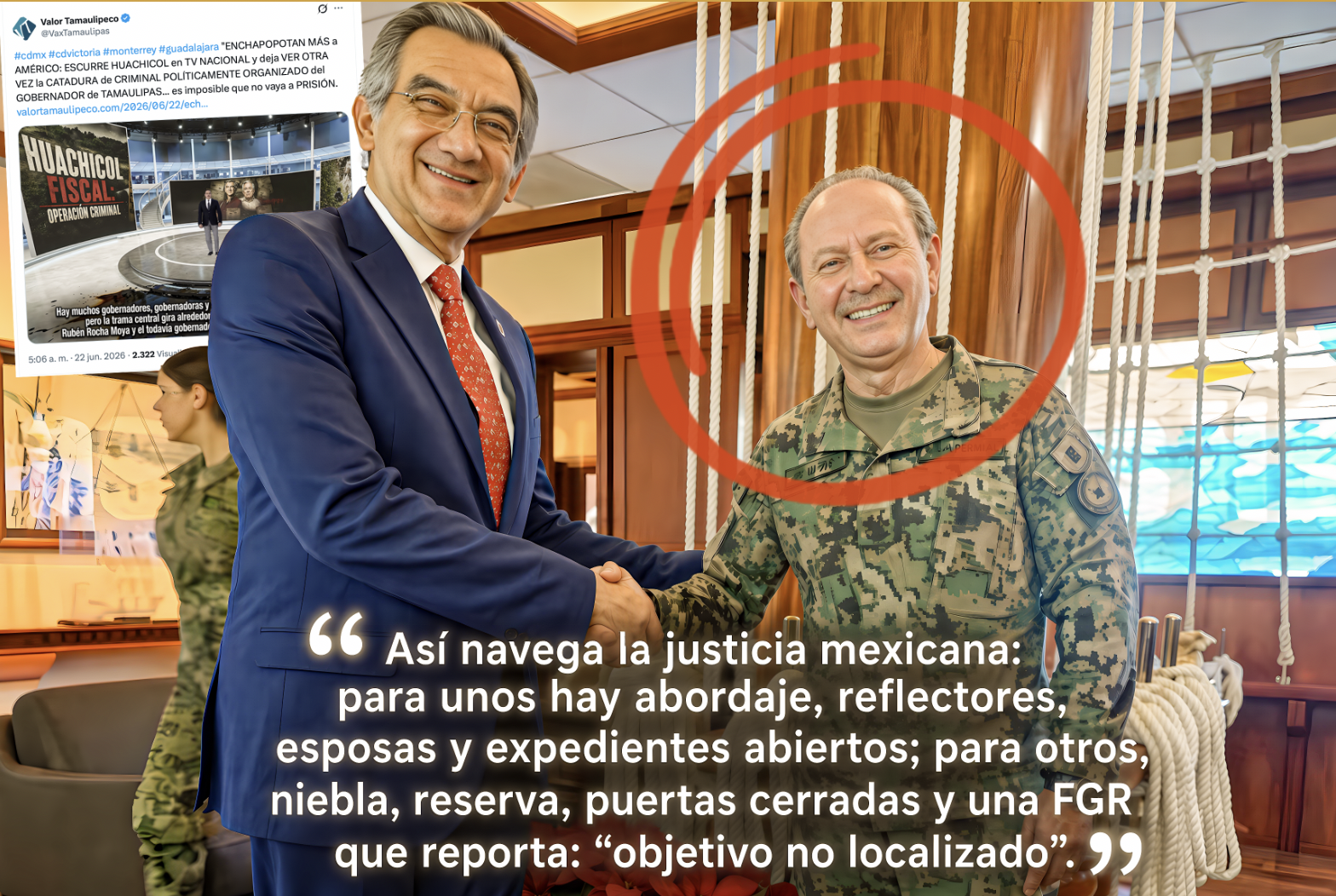 «JUEZA FEDERAL ORDENA CITAR a EX-SECRETARIO de MARINA LIGADO al TRAFICO de HUACHICOL pero la FGR NO lo HALLA»…ni con radares, inteligencia, capacidad operativa y coordinación interinstitucional.