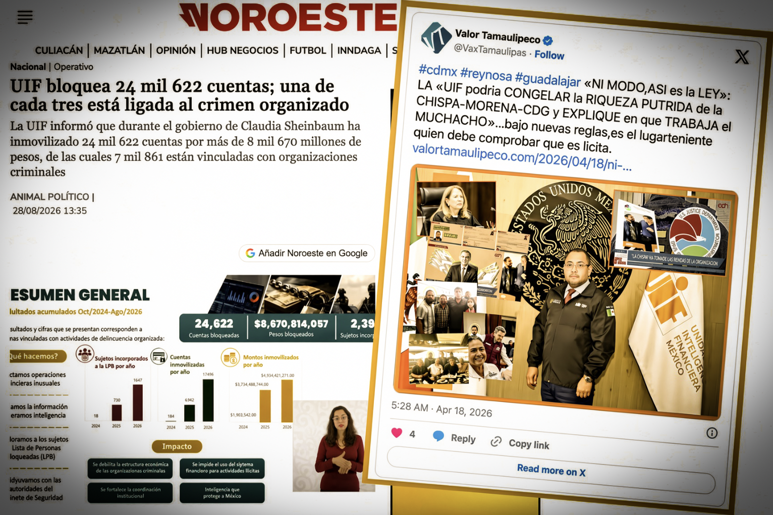DE «LENGUA NOS COMEMOS 1 PLATO o… ¿2?»: la UIF de HARFUCH PRESUME 24 MIL CUENTAS CONGELADAS, 7 MIL de NARCOS»… entonces el crimen debería estar temblando de frío.