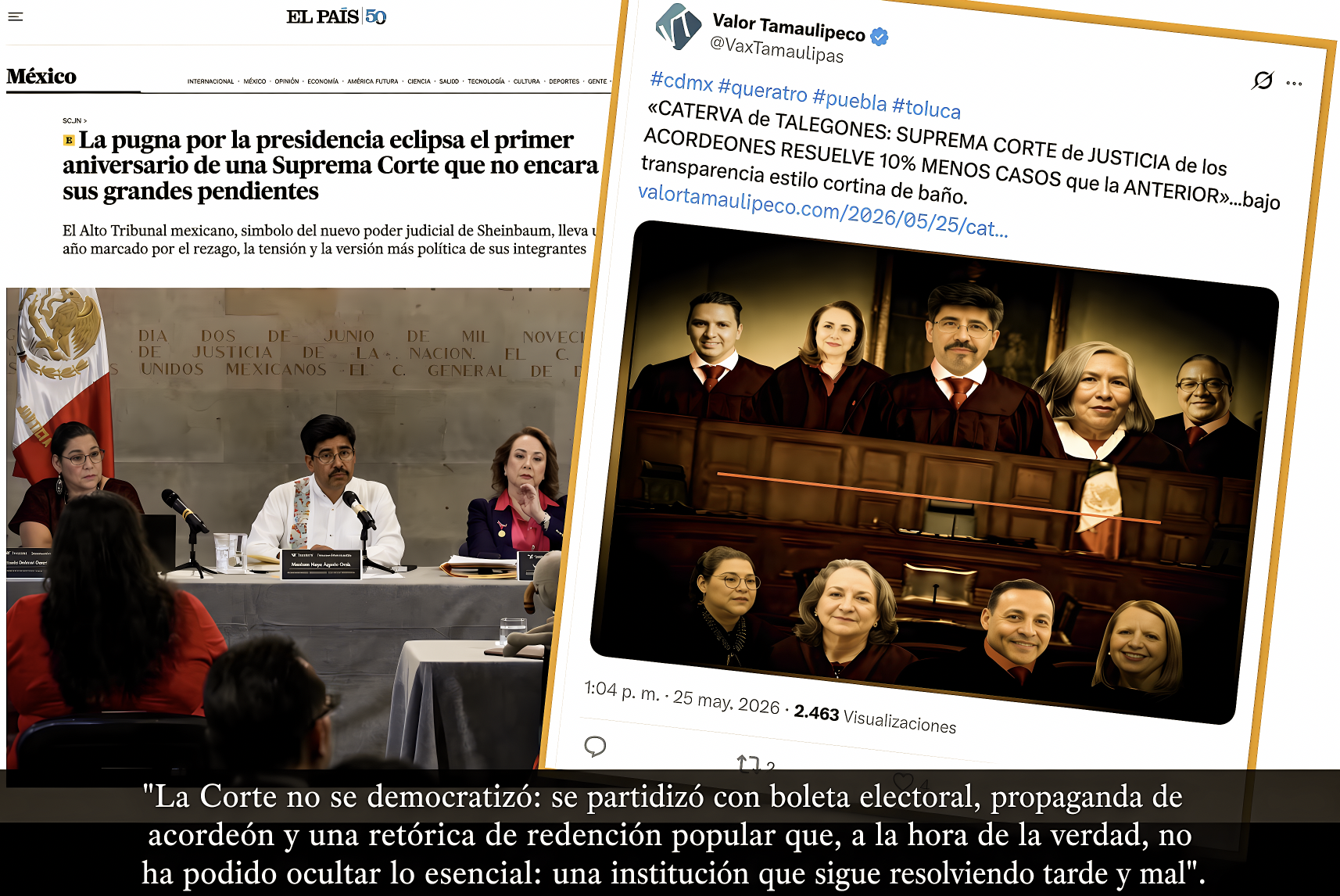 “PLÉYADE de MINISTROS INÚTILES y AMBICIOSOS PELEAN por la PRESIDENCIA en la SUPREMA CORTE”… cumple su primer año convertida en un polvorín con estrado.