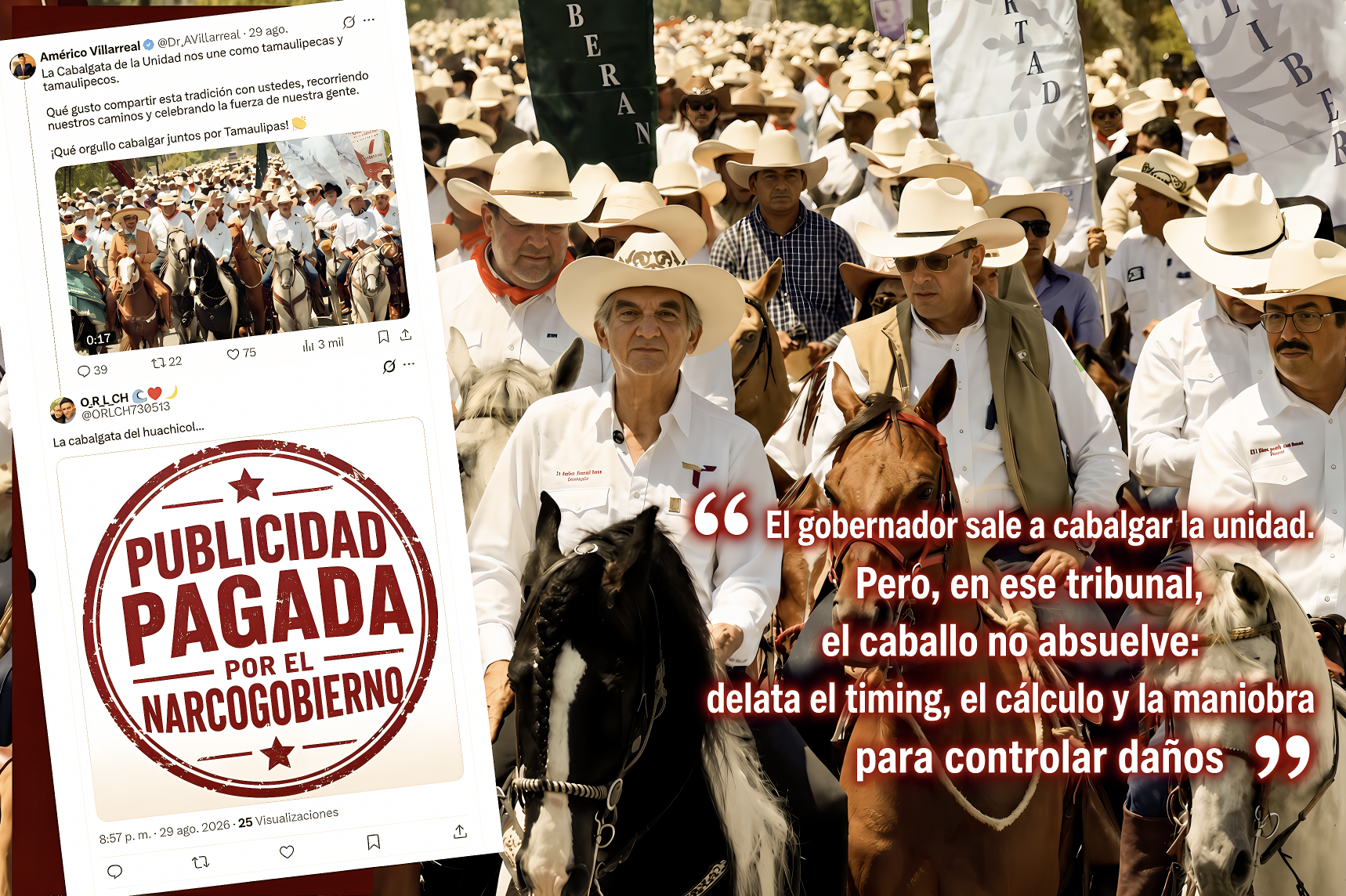 LA “CABALGATA del HUACHICOL”: ¿TRIBUNAL DIGITAL SENTENCIA a AMÉRICO y su TUIT FUE VISTO MENOS que los CABALLOS ?… es el “Rocha Moya, REGIÓN IV”.