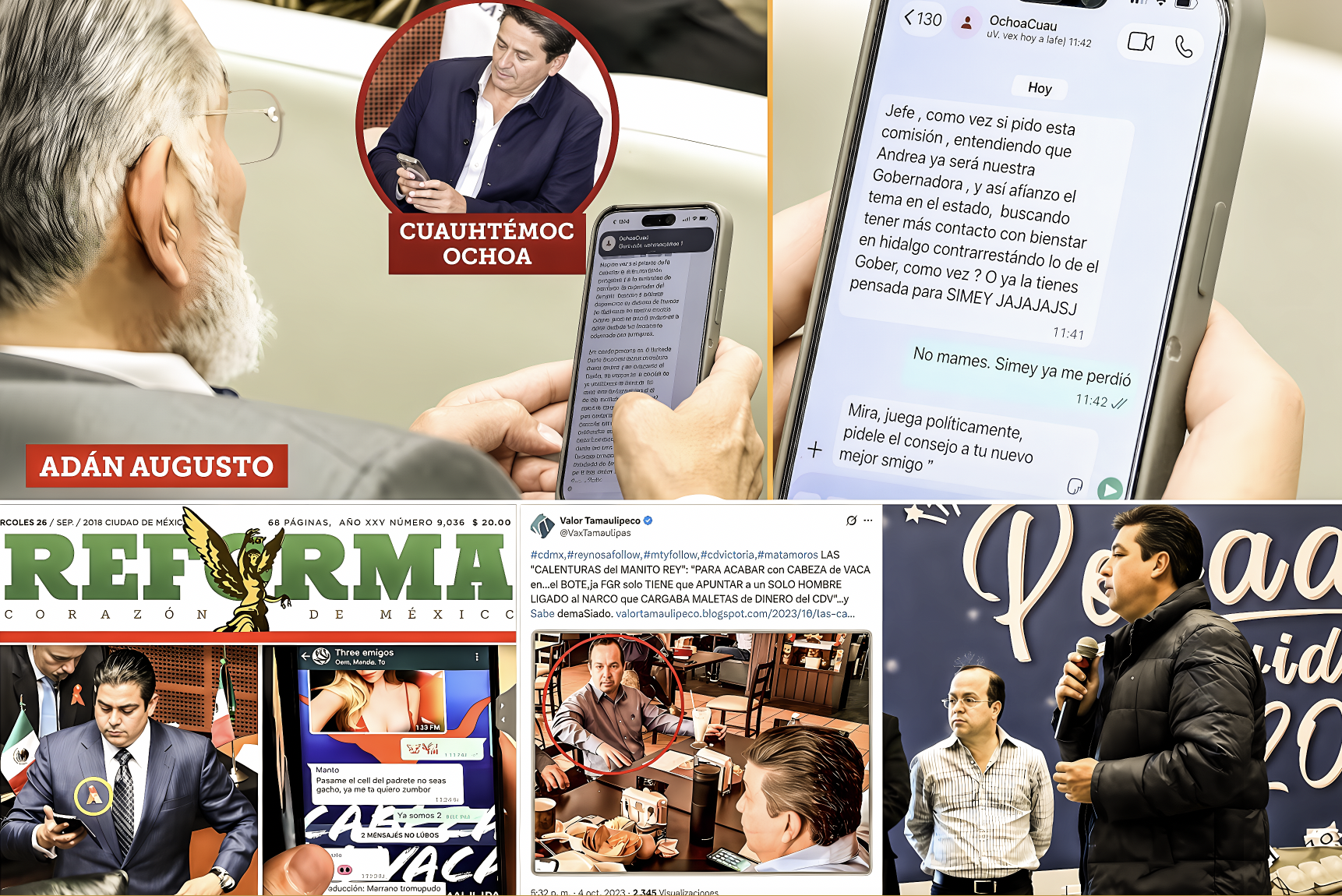 “NO MAMES. SIMEY YA ME PERDIÓ”: ATRAPAN a ADÁN AUGUSTO con los DEDOS en el WHATSAPP al ESTILO de MANITO y REY del CDV… pero con otro tipo de “calenturas”.