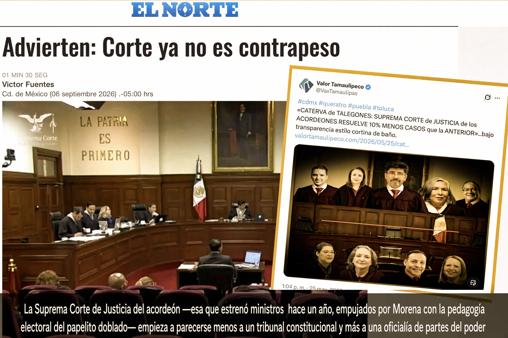 “ARRUINARON la CORTE”: la JUSTICIA del ACORDEÓN NO sólo TRABAJA MENOS, ya dejó SIN DIENTES al CONTROL CONSTITUCIONAL…son una oficialía del partes de Sheinbaum.
