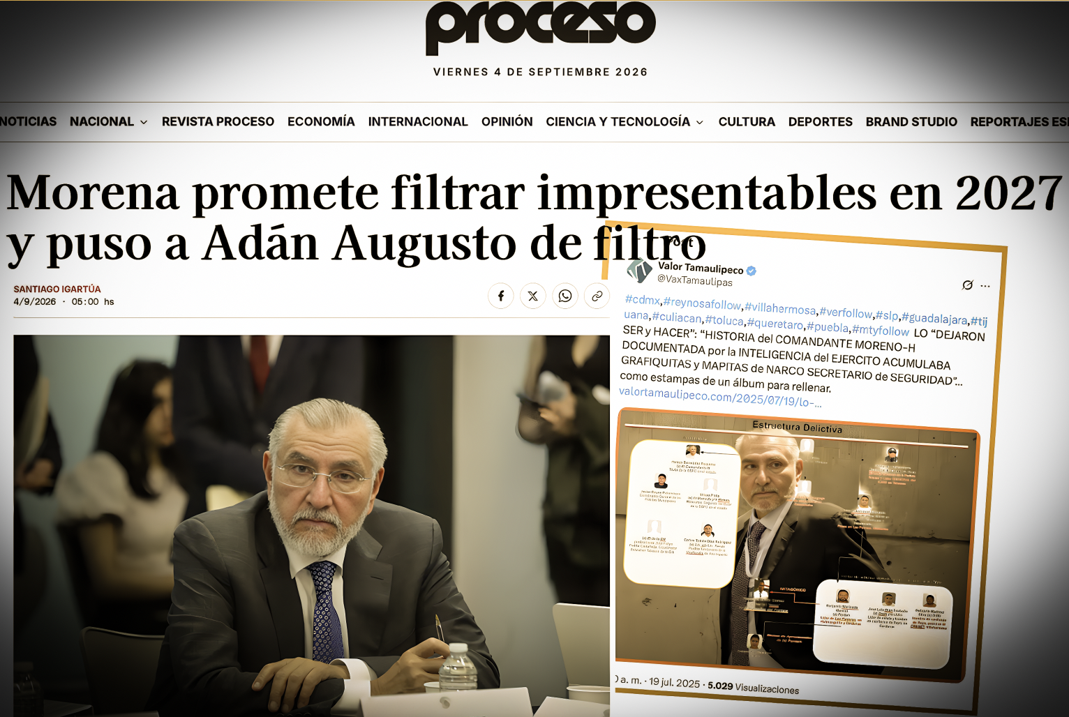 “FILTRO NECESITA FILTRO: MORENA NOMBRA a ADÁN AUGUSTO como COLADOR de IMPRESENTABLES”… y él carga, justamente, con los señalamientos que, en teoría, deberían activar la alarma.