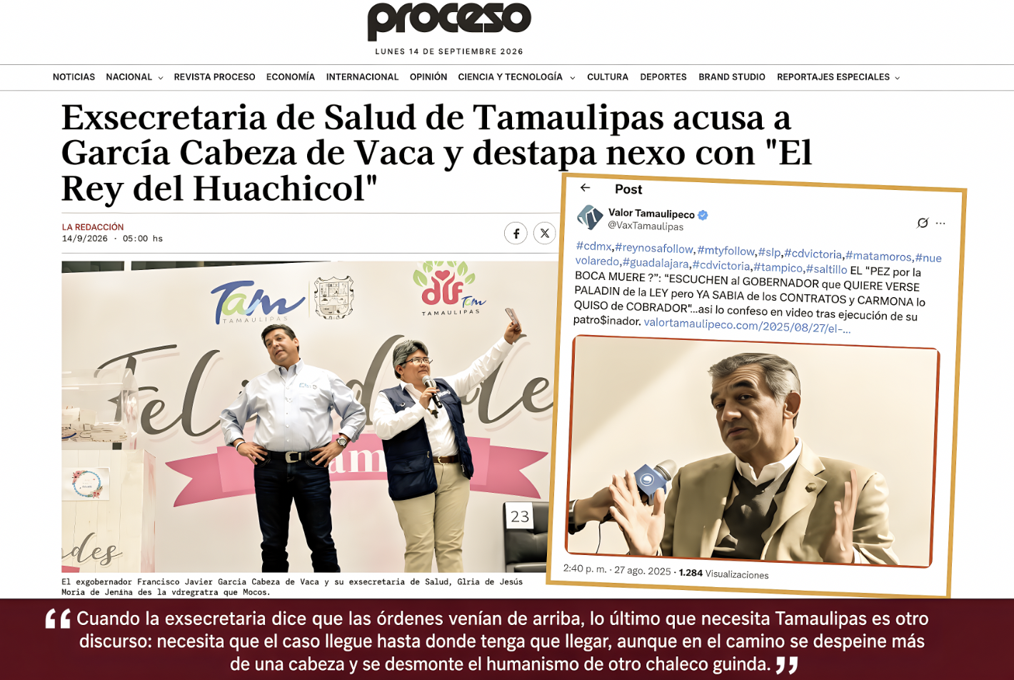 “AMÉRICO IBA ser el COBRADOR: EXSECRETARIA de SALUD detapa NEXO de CABEZA de VACA y el REY del HUACHICOL”…única diferencia entre las siglas CDV y AVA: el nivel de sinvergüenzas.