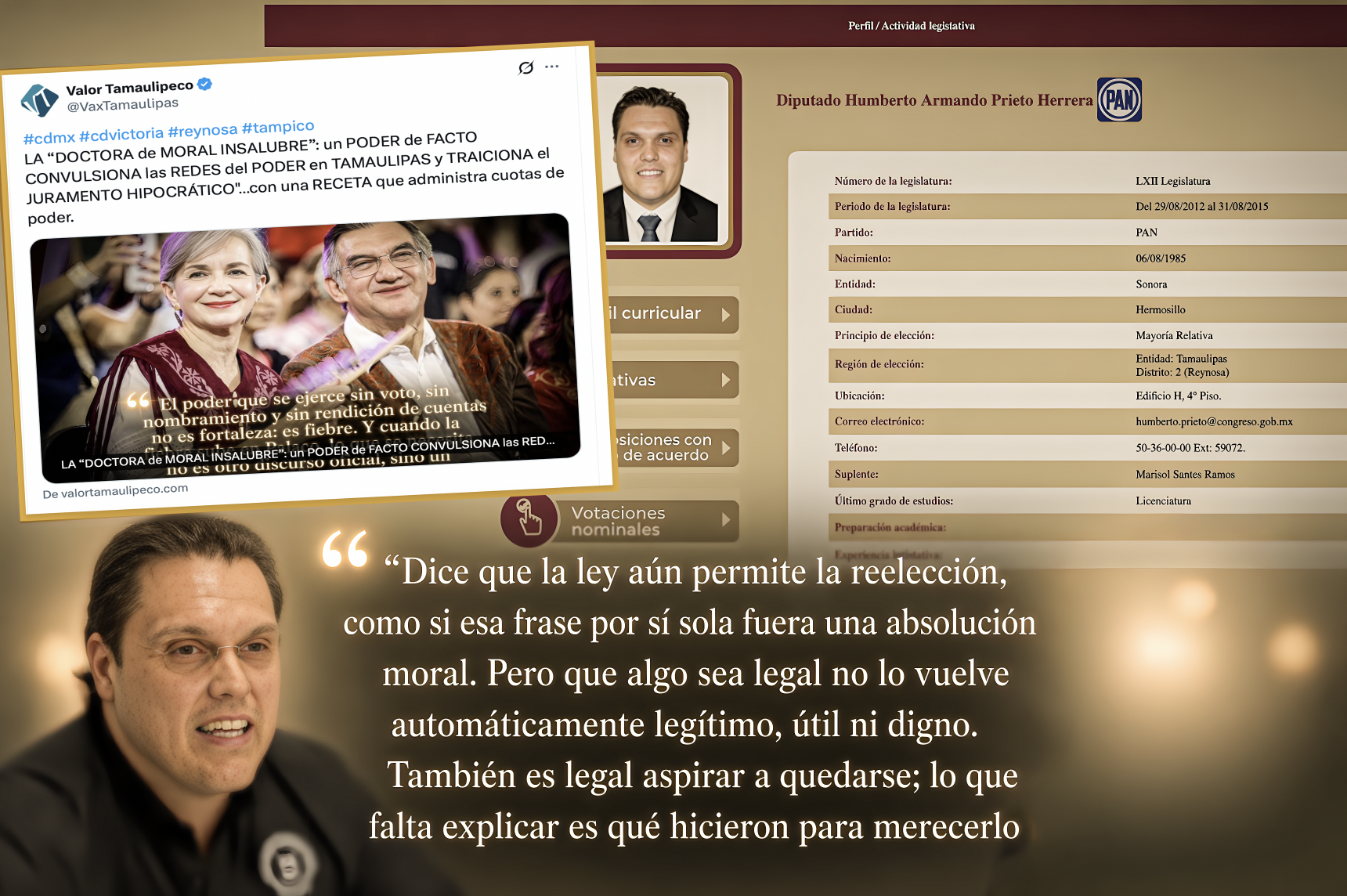 «VA DECIDIR la DOCTORA ?: PRIETO CONFUNDE la REELECCIÓN de la FUNCIÓN PÚBLICA con VERSIÓN RENOVABLE de MEMBRESÍA del PRESUPUESTO»…ex-panista dice esperará lo que su partido le dicte.