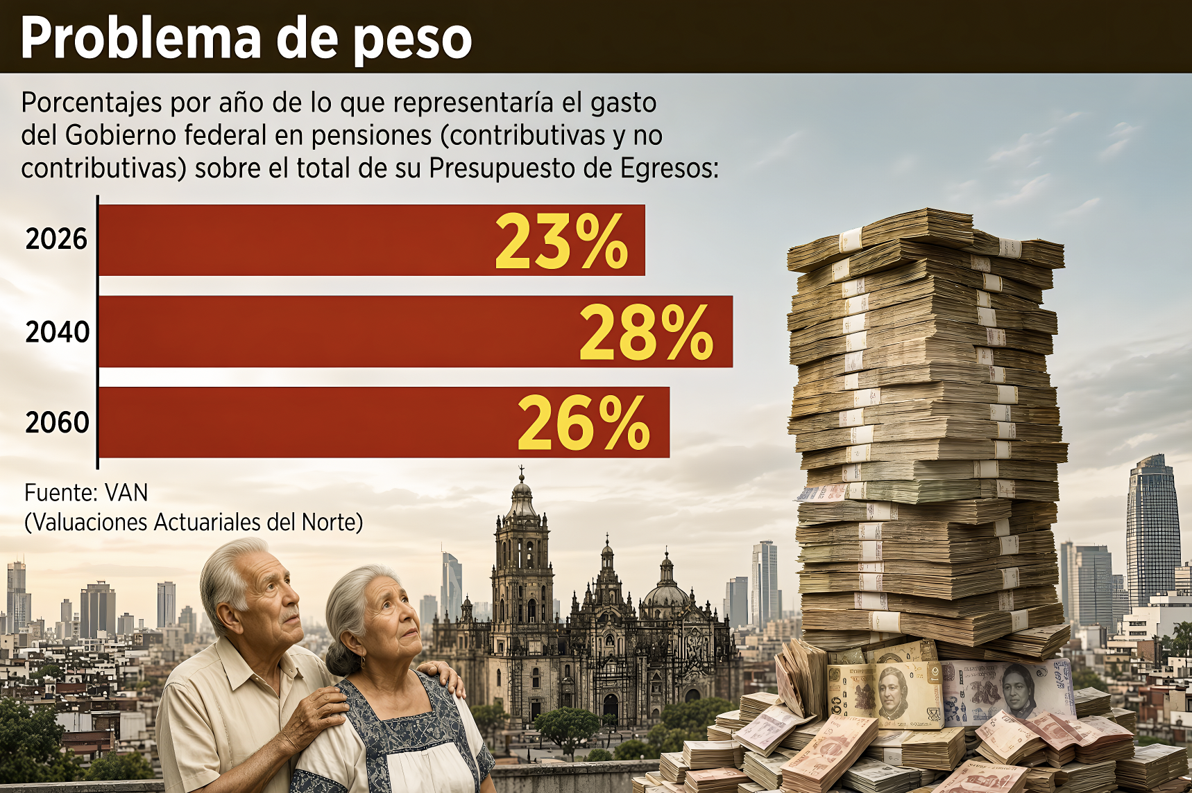 UN “PROBLEMA de PESO y de PESOS: la CUENTA de las PENSIONES YA se está COMIENDO el MANDADO en MÉXICO”… una bomba presupuestal con corbata y fecha de cobro.