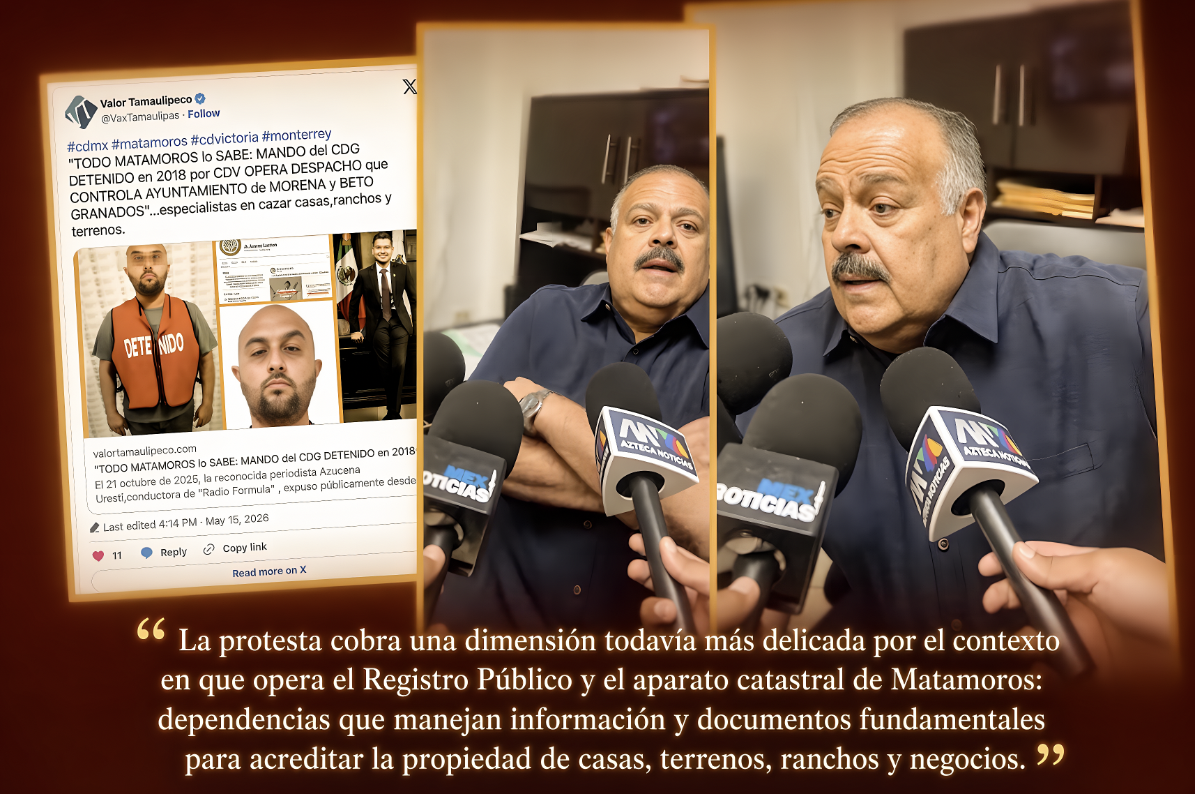 “NO sabe POR QUÉ y se HIZO el SORPRENDIDO”: ABOGADOS PROTESTAN VS. DIRECTOR del REGISTRO PÚBLICO USADO por el CDG para DESPOJAR PROPIEDADES “LEGALMENTE”… todo Matamoros lo sabe.
