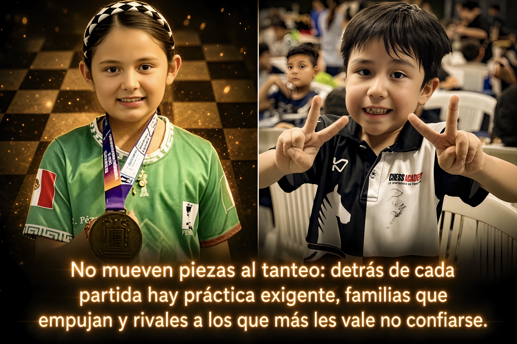 EL «REY y la REINA: DOS REGIOS de 8 AÑOS les MUEVEN el TABLERO a los GRANDES del AJEDREZ»… falta que el apoyo llegue antes de que se caiga el reloj.