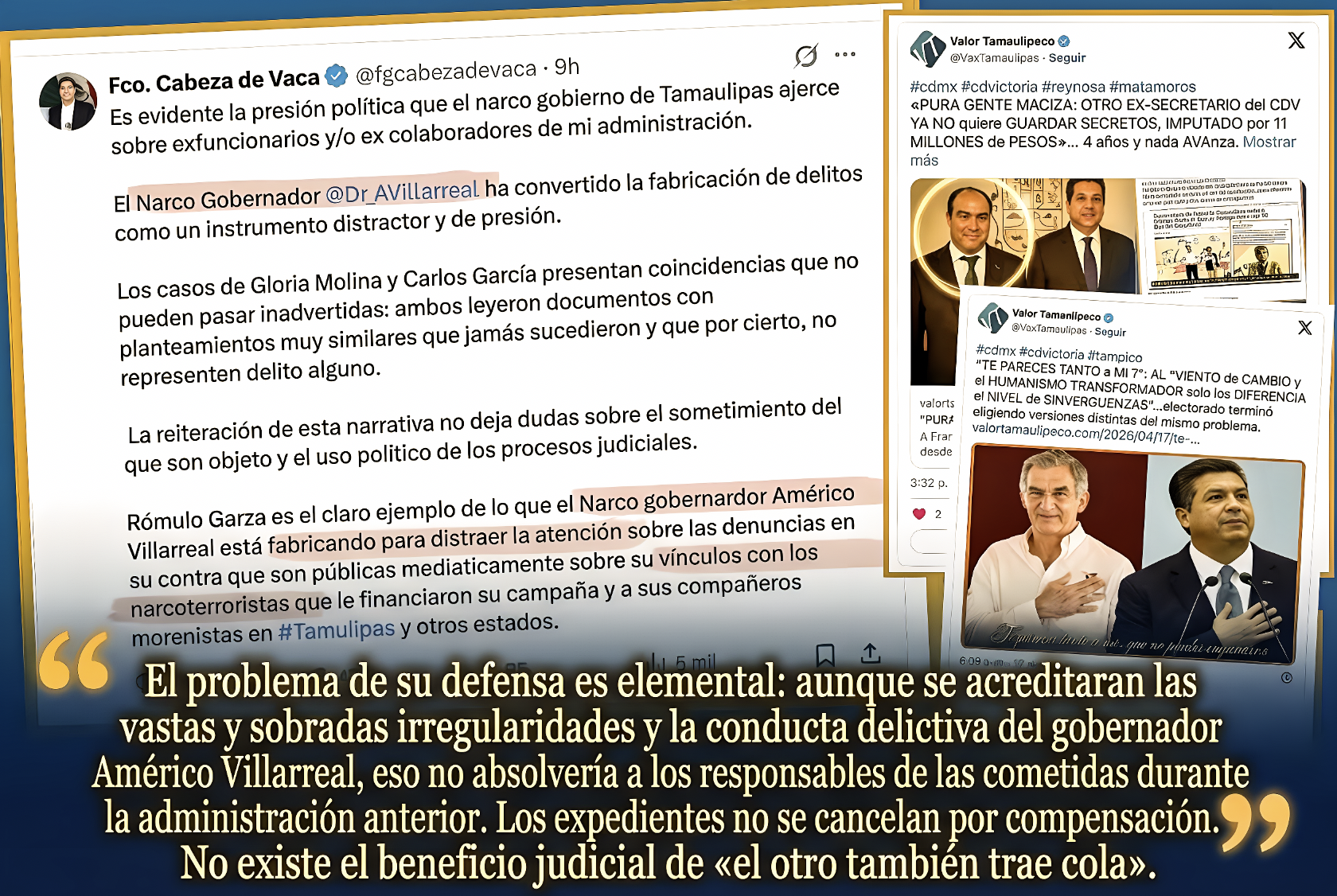 ¿LOS ESTÁN SOMETIENDO?: PANCHO le RESPONDE al NARCOGOBERNADOR en OTRO EPISODIO de GUERRA de BANDAS»… pero el descrédito de uno no sirve de certificado de honradez para el otro.
