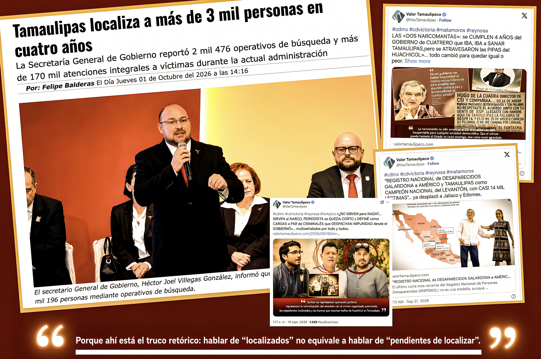 «SON MUY PELIGROSOS: EL «CALABAZO» ENGAÑA con CIFRAS que CUENTAN LOCALIZADOS y OCULTAN PERDIDOS»… Américo es campeón nacional del levantón: casi 14 mil víctimas.