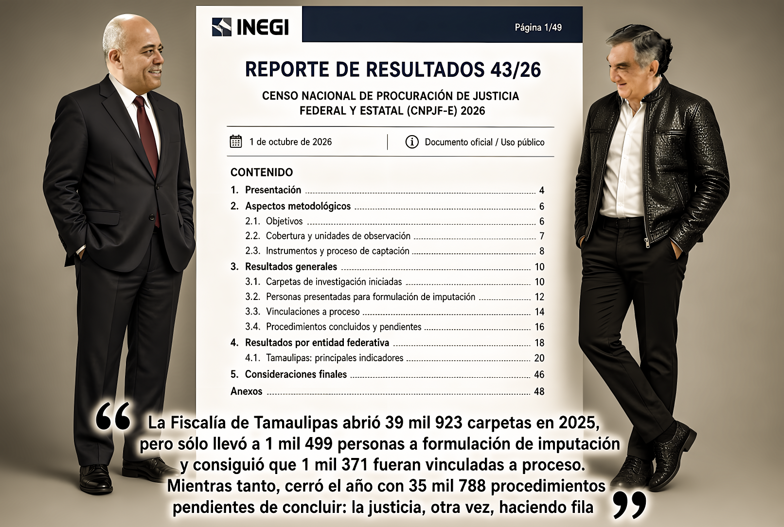 «JUSTICIA de PAR de VAQUETONES: REPORTE del INEGI 2026 DESTROZA la JODENCIA para HACER CUMPLIR la LEY en TAMAULIPAS»…tercera con más recursos y primera con mas «levantados» del país.