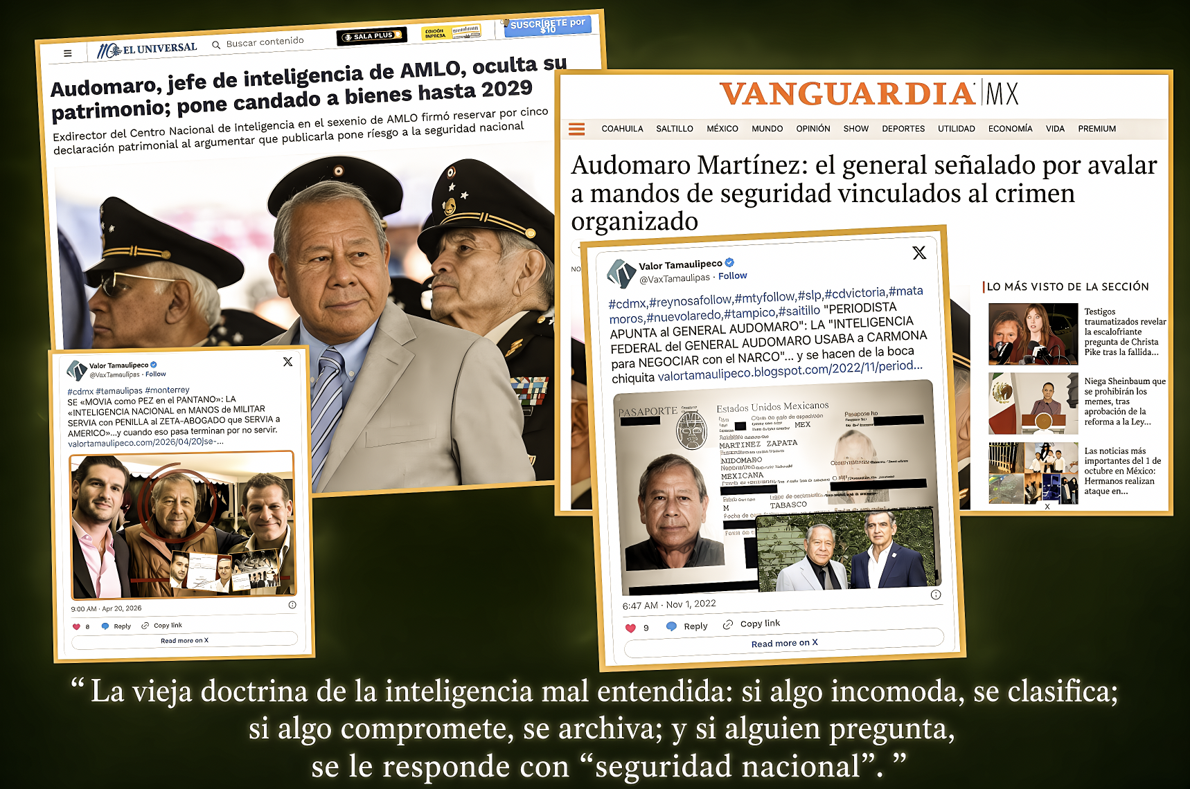 “GENERAL antes de IRSE del CENTRO NACIONAL de INTELIGENCIA, que SERVÍA al NARCO, LEVANTÓ una CORTINA de ACERO sobre su PATRIMONIO”… usando y abusando de la ley, lo OCULTÓ durante cinco años.