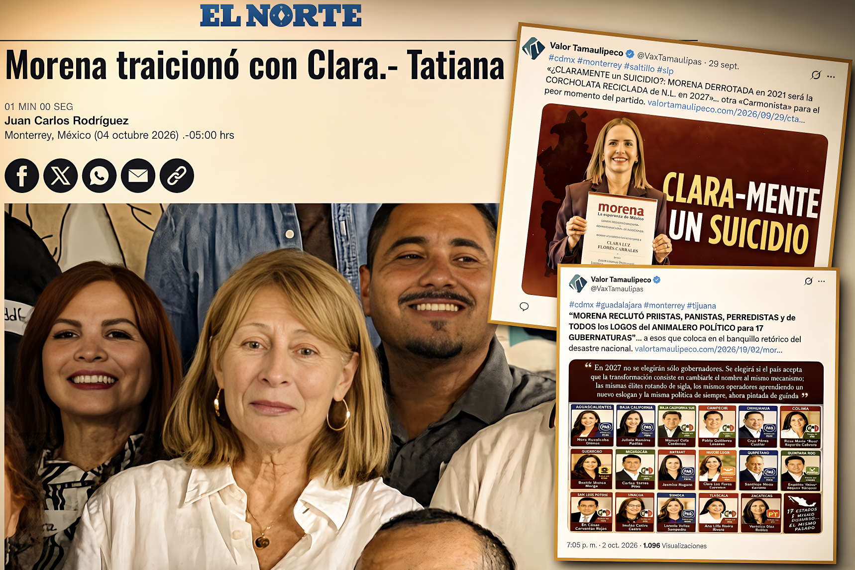 “TATIANA TIENE RAZÓN,pero FUE SHEINBAUM: ACUSA a MORENA de TRAICIONAR la HONESTIDAD al NOMBRAR CURRÍCULA TATEMADA RECICLADA”… perdedora en el cuarto lugar en la elección de 2021.