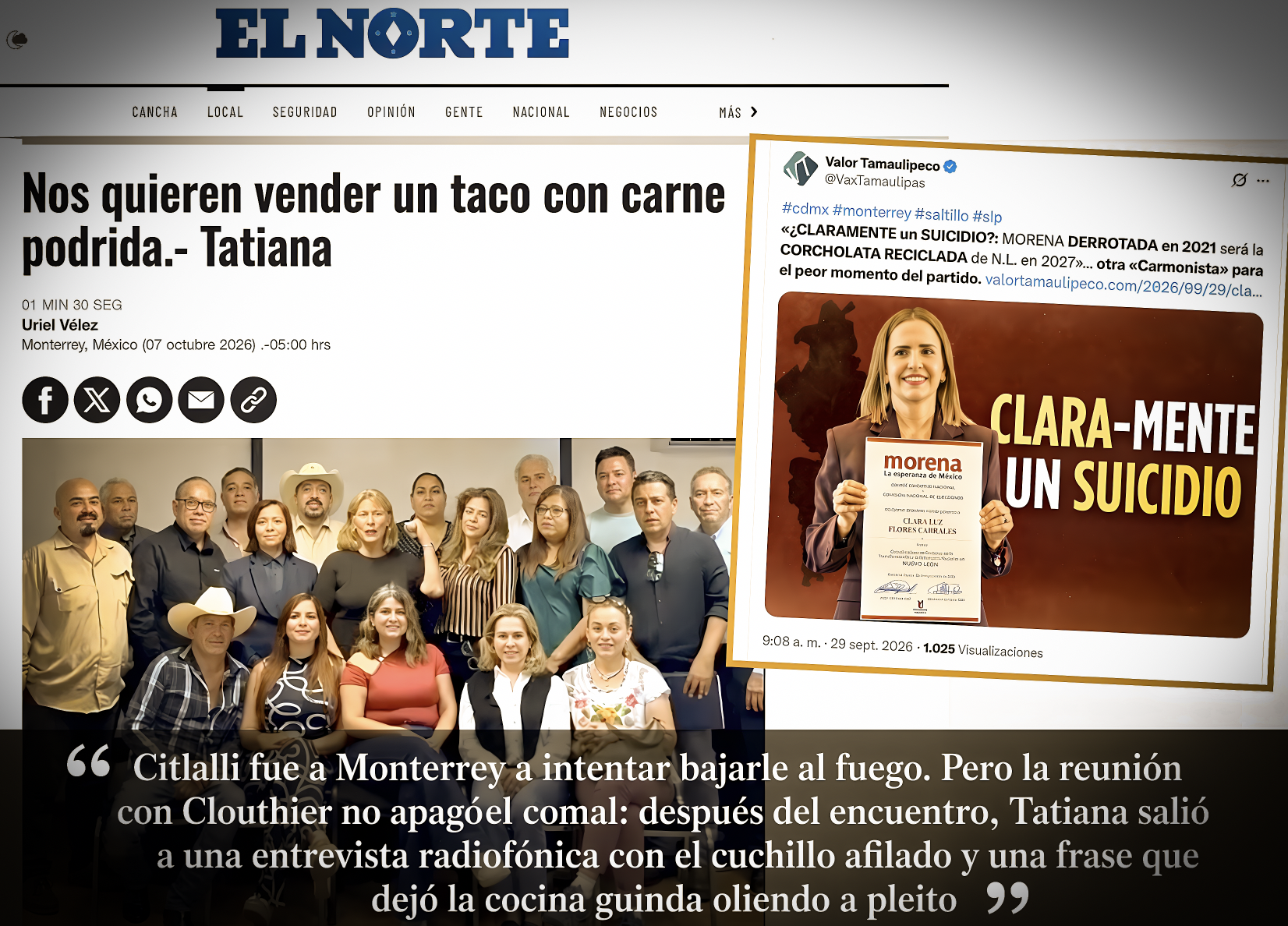 «¿TACOS con CARNE PODRIDA?: en la TAQUERÍA de MORENA se ACABÓ la SALSA de UNIDAD y EMPEZÓ REPARTO de PLATOS ROTOS»… dedazo sabe rico, solo si no te dejan sin taco.