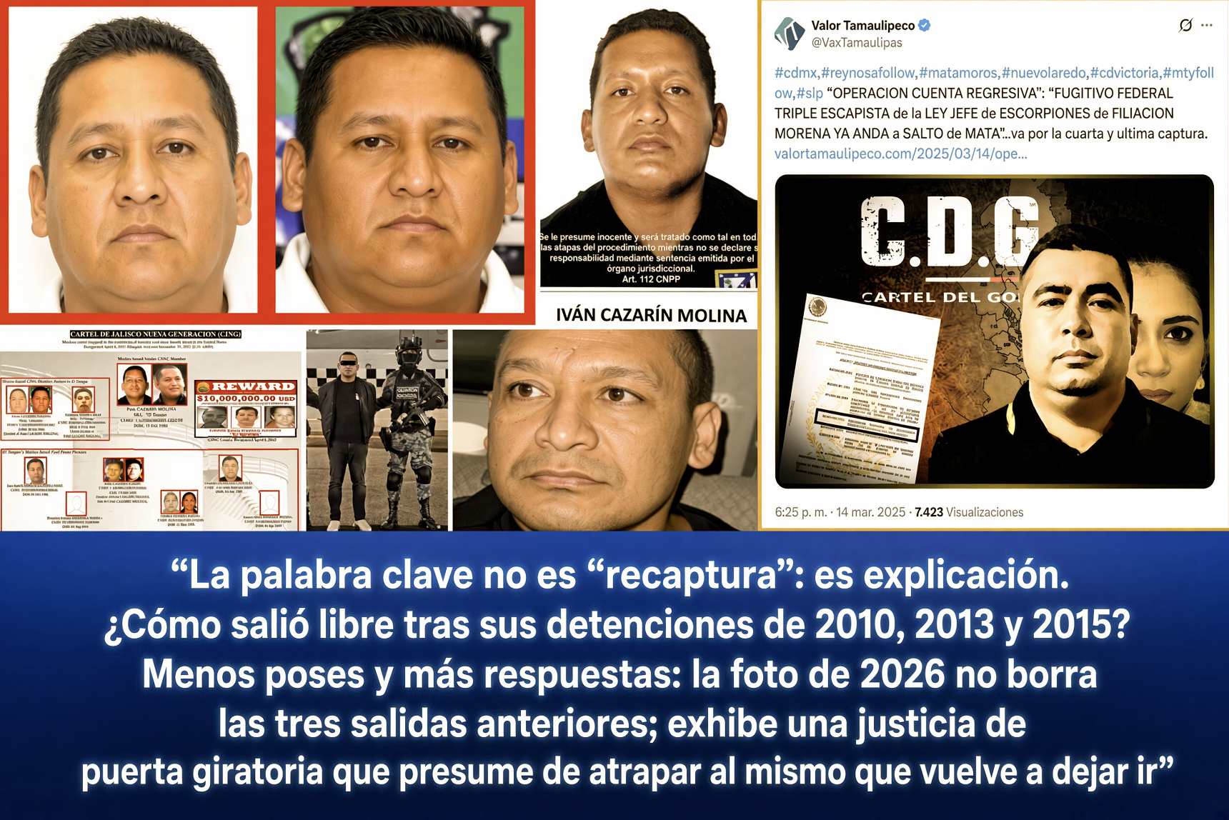 «OTRO TRIPLE ESCAPISTA: el TANQUE del CJNG SIEMPRE ESCAPA de la JUSTI$IA y SIEMPRE por la PUERTA del FRENTE del PENAL»… una copia del «Contador del CDG Región IV»