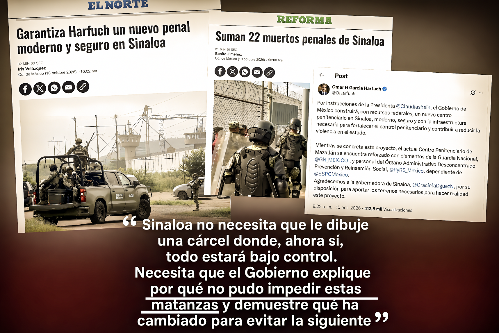 «¿GARANTIZA HARFUCH?: ESTRATEGA que TIENE SINALOA SINALIVIO PROMETE MAQUETA de NUEVO PENAL que NO TAPA el FRACASO»… 5 episodios con 22 muertos entre 4 mil más.