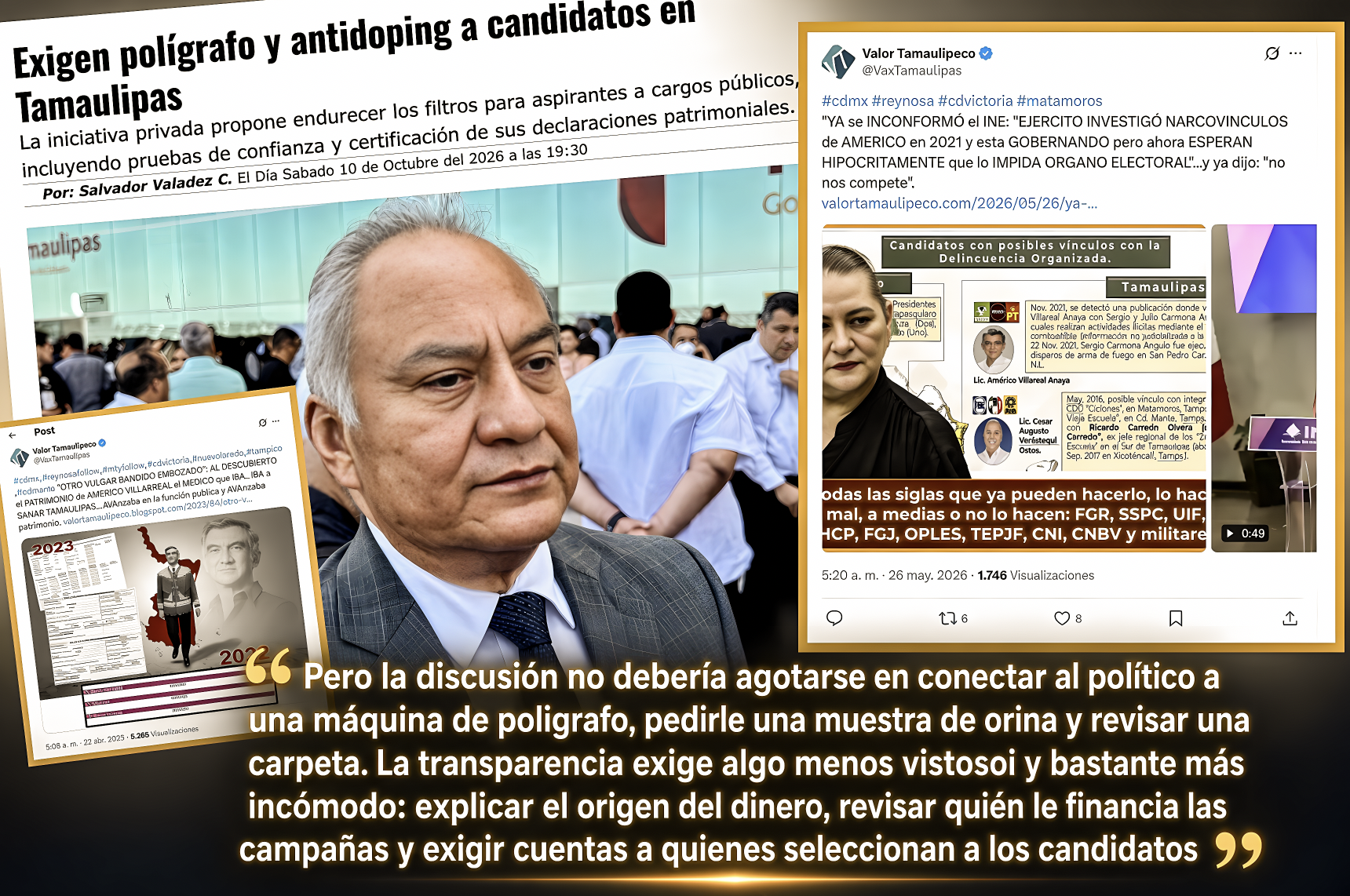 «NO MÁS AMERICO’s,NI CDV’s: EMPRESARIOS PROPONEN POLÍGRAFO y ANTIDOPING a CANDIDATOS»… además, investigar a quienes los proponen.