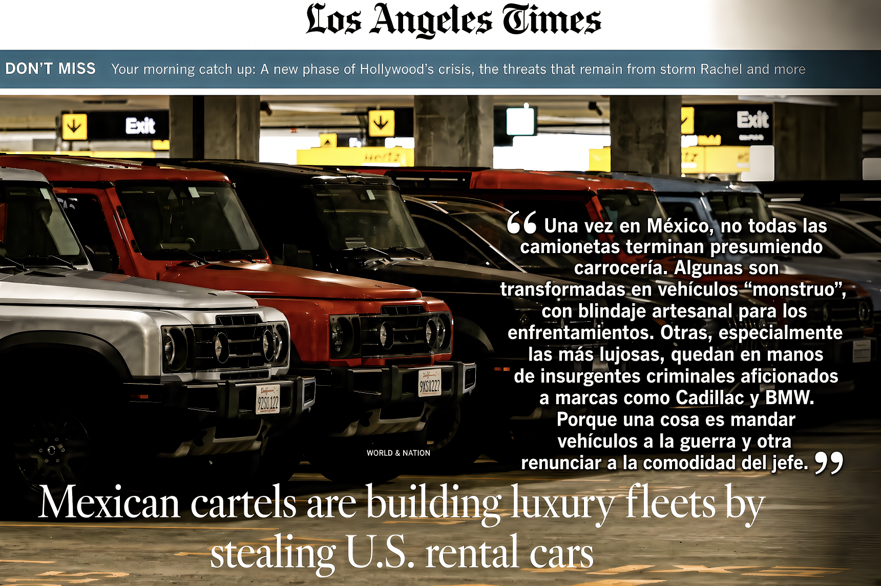 “REPORTAJE de L. A. TIMES EXHIBE DINÁMICA RATERA del CJNG y CDS para SURTIRSE de TROCAS para la GUERRA y el GLAMOUR”… y no falta quien se las emplaque.