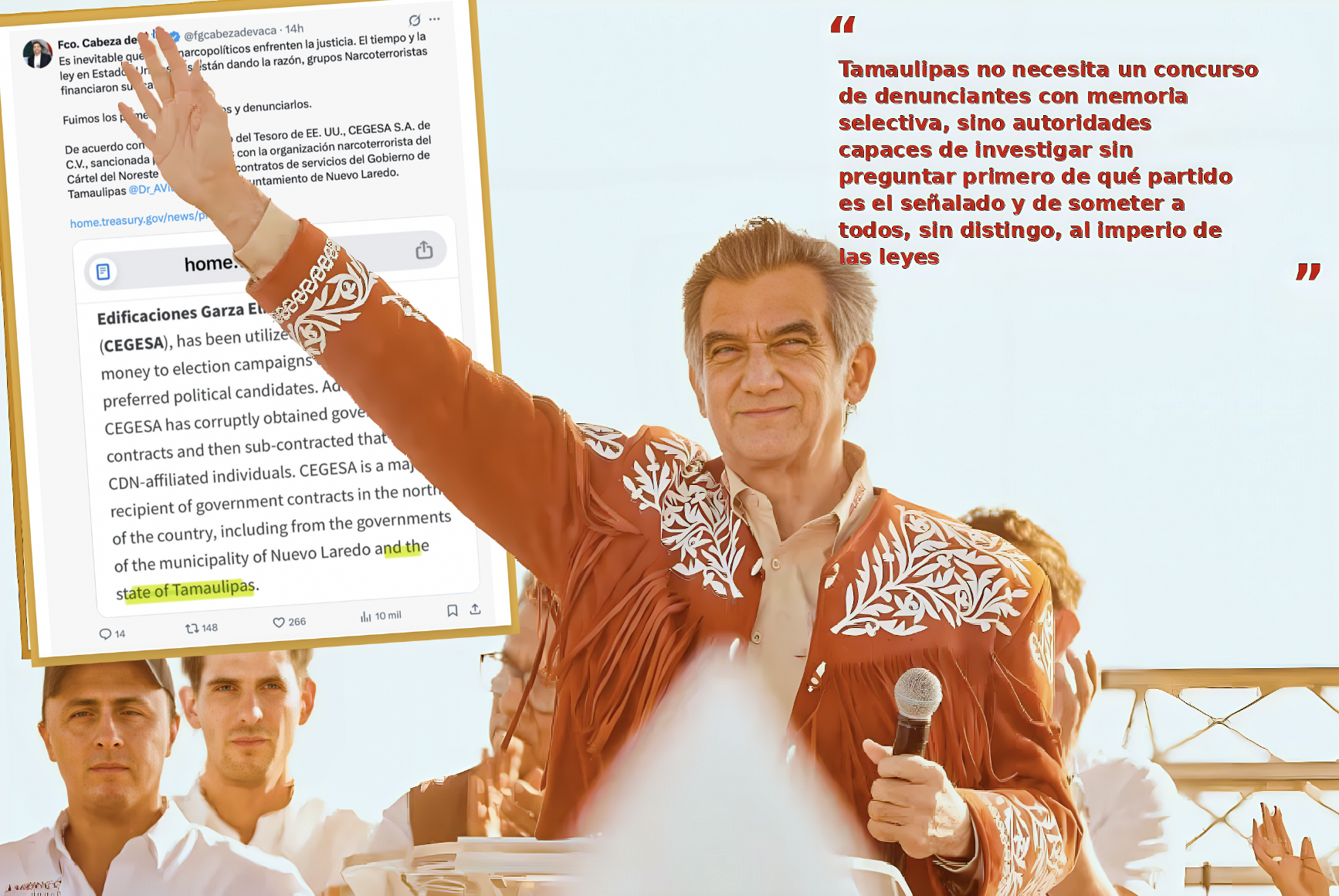 «SIN MORDERSE la LENGUA ?: CABEZA de VACA pide APLICARLE la JUSTICIA a su VECINO AMERICO y EXCEPCION para SI MISMO»…lo llama narcopolitico y dice que el tiempo ya le dio la razon.