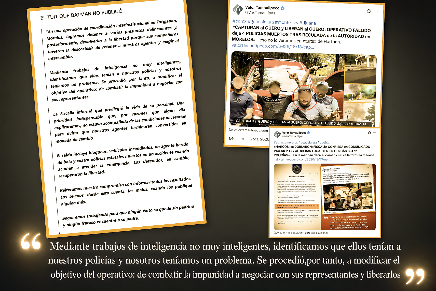 EL «TUIT que BATMAN NO PUBLICÓ»: ASÍ HUBIESE sido PUBLICACION de HARFUCH SI la DERROTA de MORELOS NO FUERA HUÉRFANA»… solo le va a las victorias.