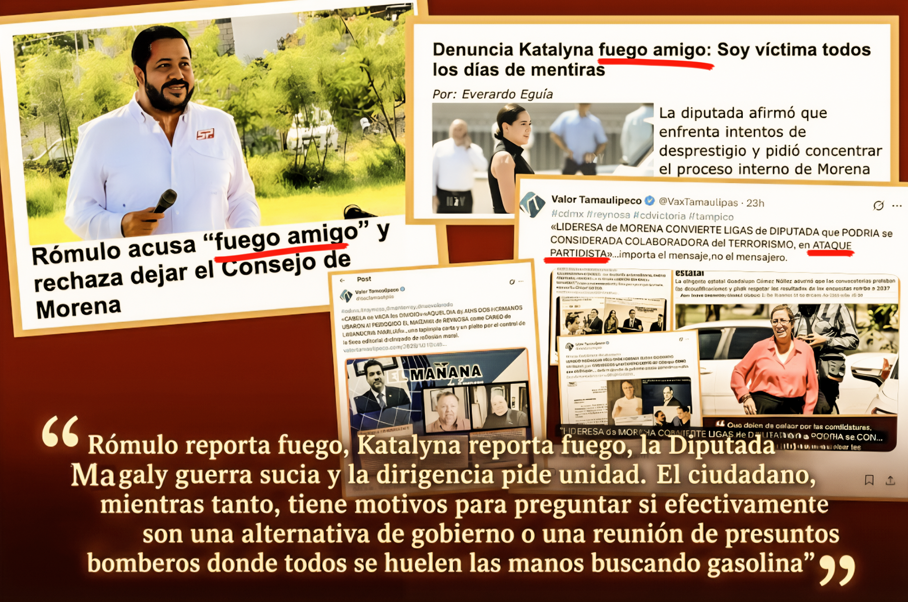 «MORENA se TRAGA a MORENA: ANIMALES POLÍTICOS con HAMBRE de PODER ACUSAN QUEMAZÓN entre AMIGOS en TAMAULIPAS»… pleitos por ese poder han separado hasta hermanos.