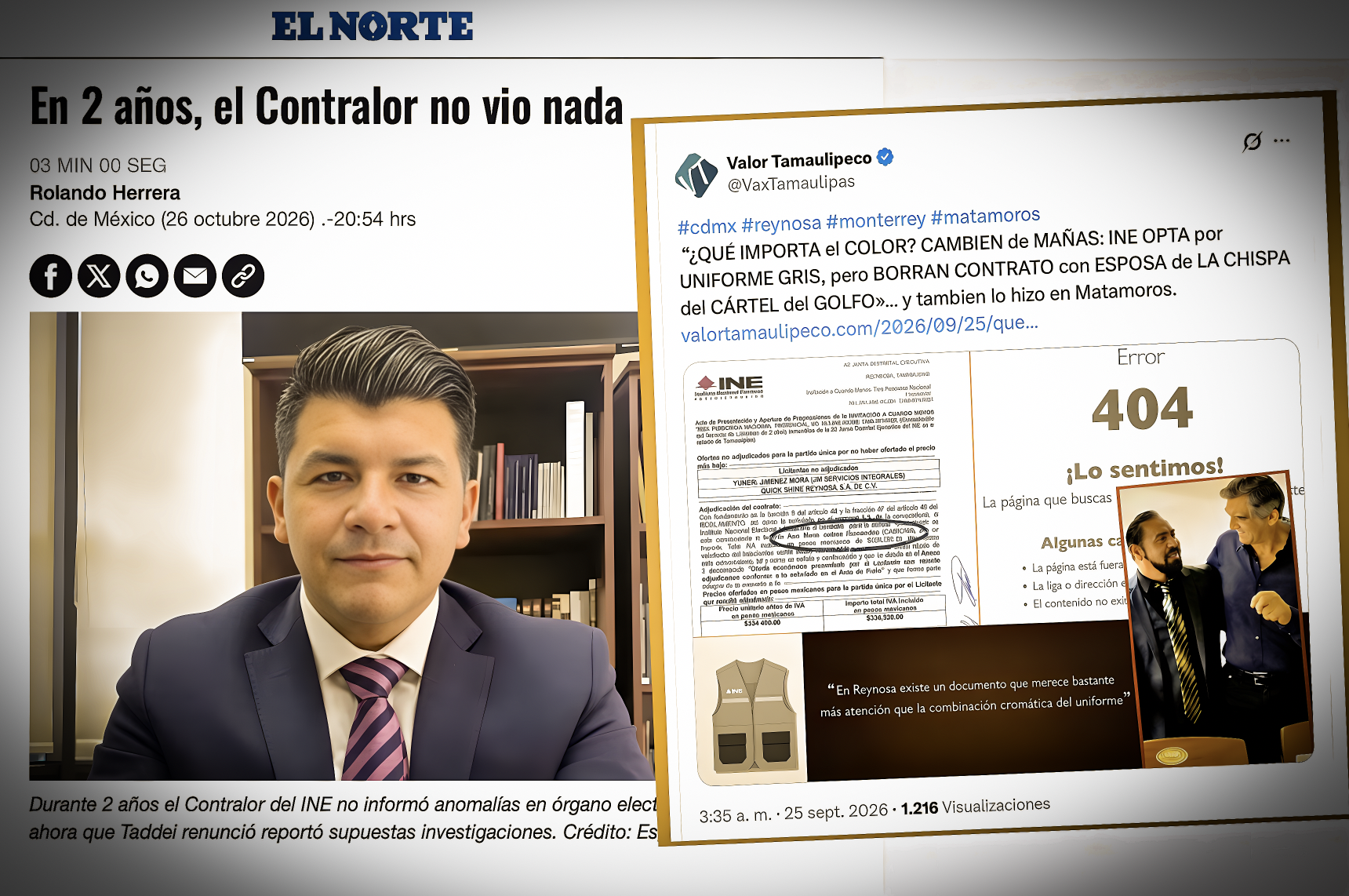«YA ABRIÓ los OJOS: PAZGUATO que FINGE de CONTRALOR del INE NUNCA VIO NADA de las TRANSAS de TADDEI»… menos los contratos al Cártel del Golfo en Tamaulipas.