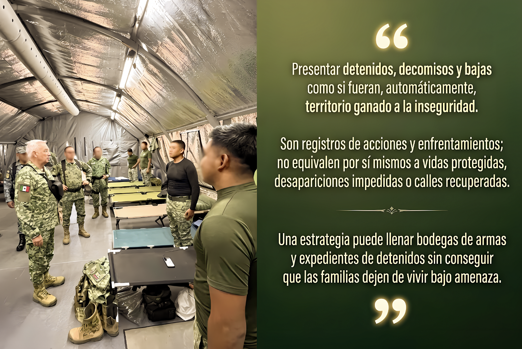 «HAY ERROR de PUNTERIA: SECRETARIO de DEFENSA SUPERVISA TROPAS y CONFUNDE INVENTARIO de OPERACION con RESULTADO de ESTRATEGIA»…mas de dos décadas haciendo lo mismo,esperando ilusamente un resultado distinto.