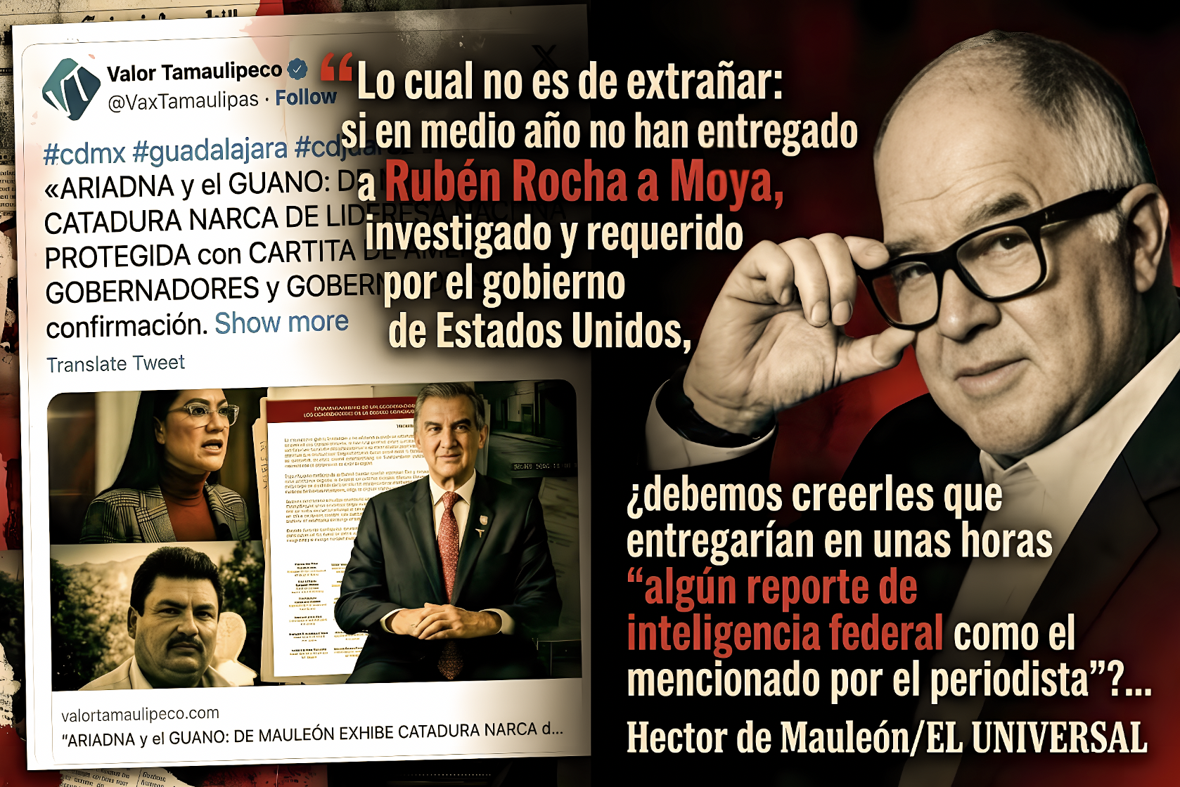 «GABINETE FEDERAL de SEGURIDAD NIEGA INFORME que EXHIBE a LIDERESA de MORENA EMBARRADA de GUANO»… y De Mauleón ofrece disculpas porque no se va a disculpar, menos a retractar.