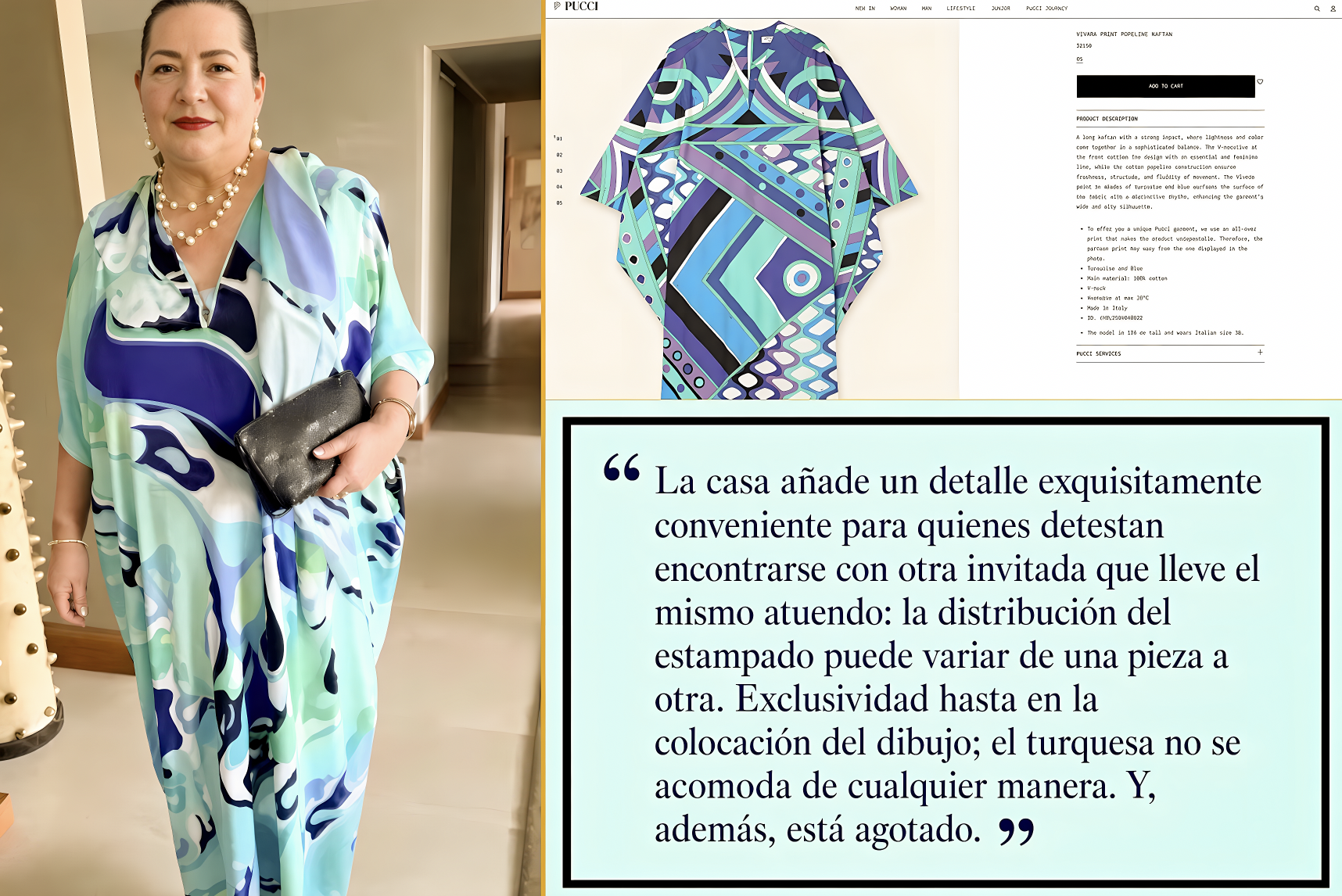 “PUCCI en el GUARDARROPA: TADDEI DERRAMABA GLAMOUR y DESTILABA AUSTERIDAD con un VESTIDO INACCESIBLE para la MAYORÍA”… Aunque, de la moda, solo lo que te acomoda
