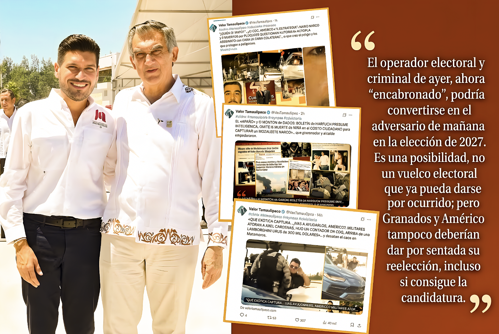 «BLOQUEOS y SALDO SANGRIENTO de MATAMOROS VAN a CERRARLE el PASO a la REELECCIÓN de EDIL CÓMPLICE del CONTADOR MORENO»… la encabronada del capo alcanza a Américo Villarreal.